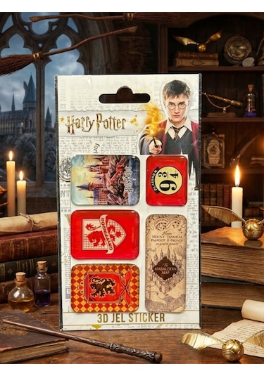 Harry Potter Kabartmalı Jel Damla Sticker 5li Set Çağulcu Haritası Çok Renkli