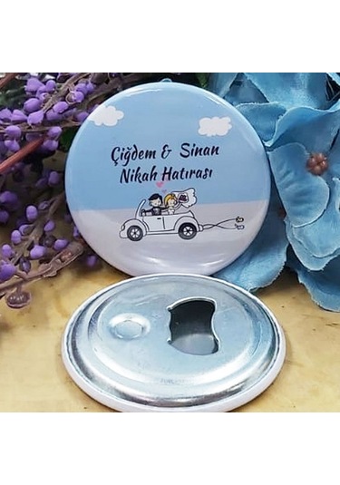 Arabada Gelin Damat Mavi Arkaplan Açacak Magnet Söz Nişa(30 Adet)