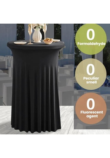 Sones Simple Premium Feeling İş Konferansı Kokteyl Bar Örtüsü Yuvarlak Sundress Streç Masa Örtüsü, Boyut: 80x110cm Siyah Siyah