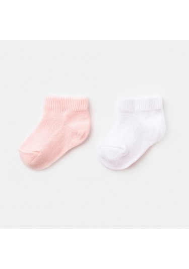 Biorganic Bibaby Organik Çorap Soket 2li Summer Pembe - Beyaz-10152 Pembe