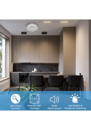 Springsun 2 Adet Taşınabilir Karbon Monoksit Alarmı - 0-999ppm Elektrokimyasal Sensörlü, Lcd Gösterge, 85db Sesli Işık Alarmı, Ev İçin Kömür Odası Gaz Koruyucu Pil Dahil Değil