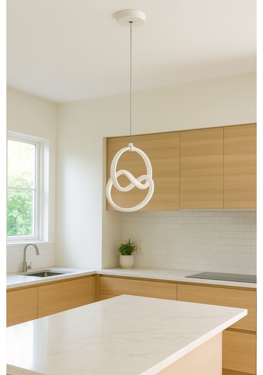 Doruk Beyaz Renk Modern Tasarım Salon Mutfak Hol Beyaz Led Sa... Beyaz