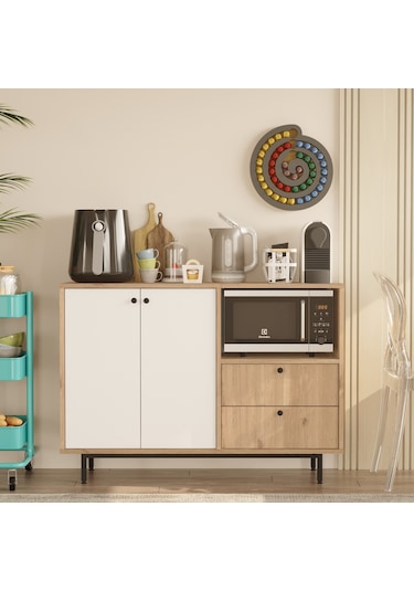 Mocha Kahve Köşesi Çok Amaçlı Dolap Mutfak Dolabı Sepet-beyaz