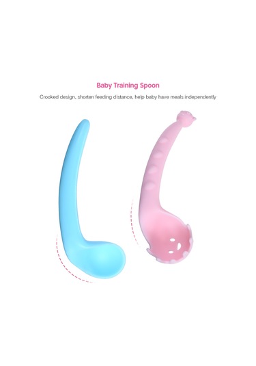 Moveevo Bebek Yemek Öğrenme Kaşığı, Eğilebilir, Noodle Spoon, 0-3 Yaş, Silikon-pp Malzeme, Depolama Kutusuyla, Mavi+pembe, 2 Adet Mavi - Pembe