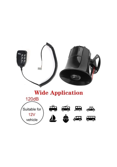 Pazly 6 Ton 120db Araba Alarm Megafon, Havalı Korna, 12v Araçlar İçin 6 Siren Sesli, Yüksek Kaliteli Abs Plastik, Çok Fonksiyonlu