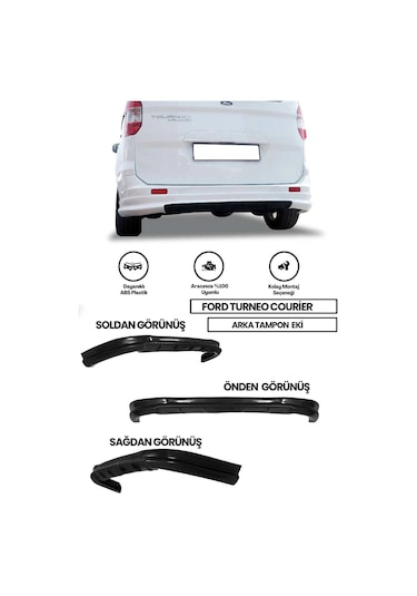 Ford Tourneo Courier 2014-2023 Boyasız Mat Siyah Arka Ek Plastik