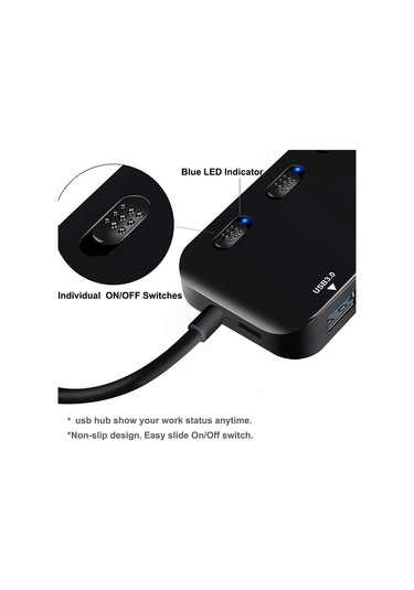 Switch İle Ultra Hızlı Usb3.0 4 Port Hub, Boyut:usb 3.0
