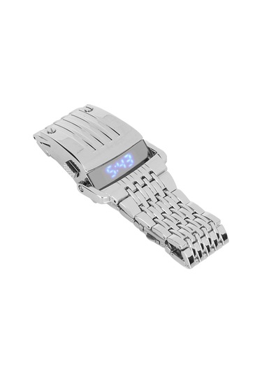 Xindoker Erkekler İçin Led Dijital Göstergeli Çelik Robot Stili Kol Saati - Yüksek Kalite Allyuminyum, Hızlı Serbest Kanca, Gümüş Mavi Işık, Dahili Pil Altın