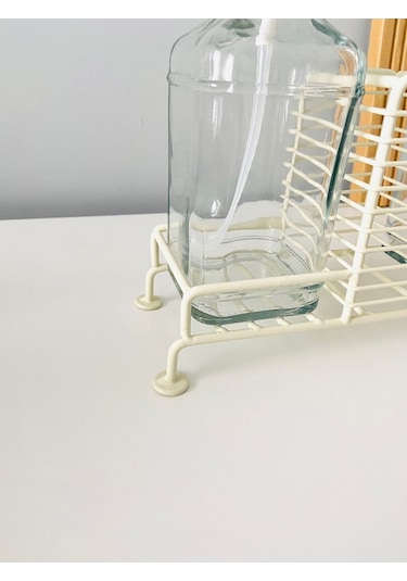 Morponi Metal Standlı 2 Li Cam Sabunluk Seti İkili Sabunluk Set Standlı Sabunluk Bej Bej