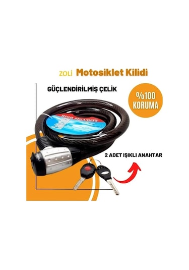 Halat Kilit 84715 25 X 150 Cm Işıklı Anahtar Zhonglı Siyah