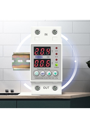 Tomzn Voltaj ve Akım Koruma Rölesi Yüksek Alçak Gerilim Akım Koruyucu Monofaz 80A