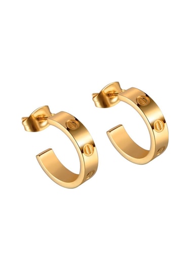 Chavin Gold Vidalı Tasarım Kadın Çelik Küpe Eh81sr Gold