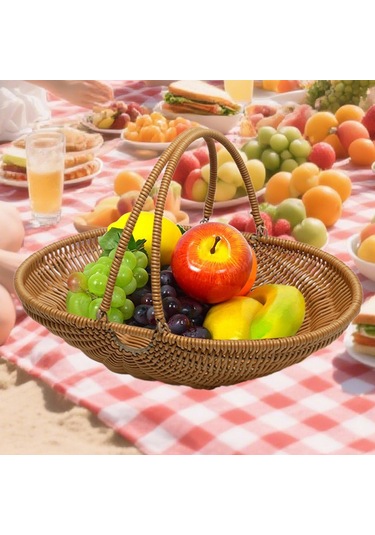 Suntek Sebze Meyve Için Pp Malzeme Piknik Saklama Sepeti Sağlam Kahverengi