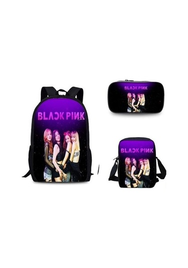 3 Adet / Takım Siyah Pembe Okul Çantası Su Geçirmez Satchel Ins Sırt Çantası İle Kalem Çantası Messenger Çanta Pbhl0c Siyah