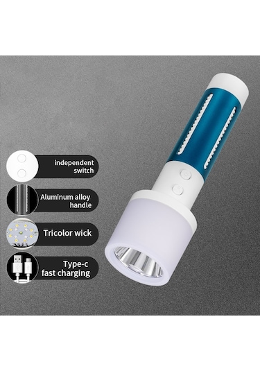 Cbtx Ch23036 Çift Işıklı El Feneri Su Geçirmez Led Boncuklar Çok Renkli Gece Lambası Kaymaz Taşınabilir El Feneri Siyah