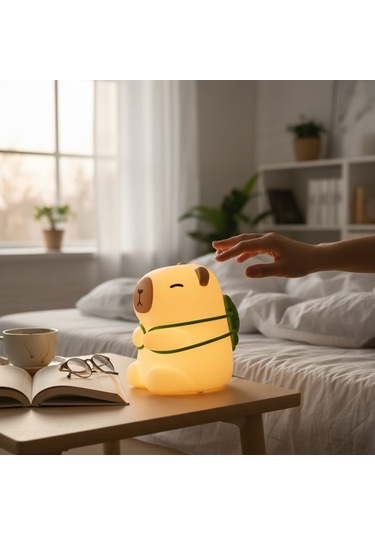 Sevimli Capybara Led Gece Lambası Dokunmatik, Yumuşak Işık, Dekoratif Abajur Diğer