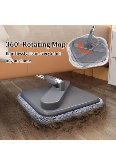 Sones Kare Döndürmeli Paspas Ve Kova 2 Paspas Pedi Ayrı Temiz Ve Kirli Su Seti Gri