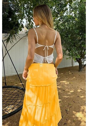 Madmext Sarı Basic Pileli Kadın Uzun Etek-sarı Sarı