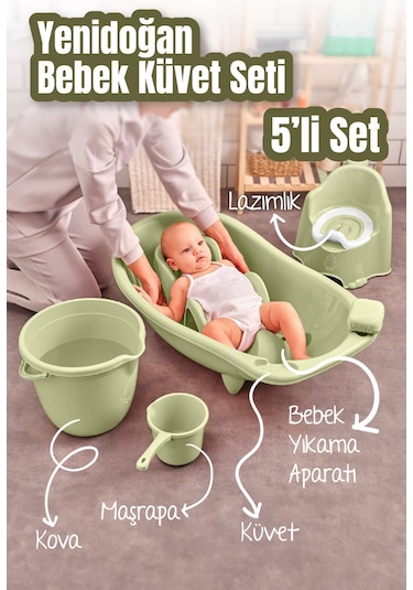 Vienev 5Li Set Yenidoğan Küvet Seti Yeşil