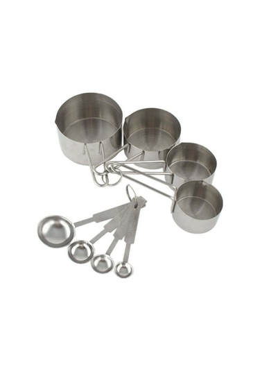 Fosenze 8 Parça Paslanmaz Çelik Ölçü Kupa Ve Kaşık Seti - Fırınlama Ve Pişirme İçin Dayanıklı, Yığılabilir, Lavabo Güvenli