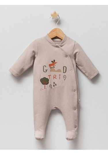 Erkek Bebek Öncen Çıtçıt Kapamalı Patikli Tulum-14941 Taş