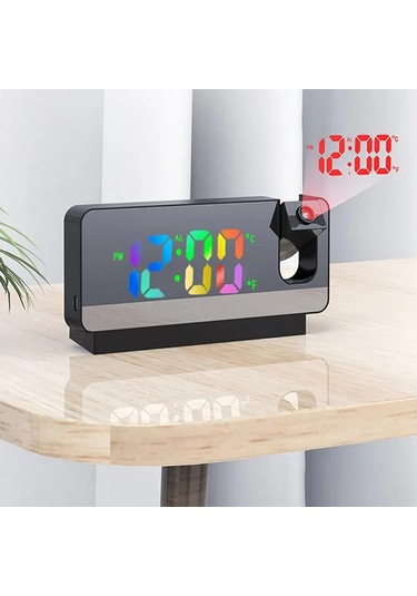 Monozone Aynalı Projeksiyon Saat Renkli Ekran Çalar Saat Takvim