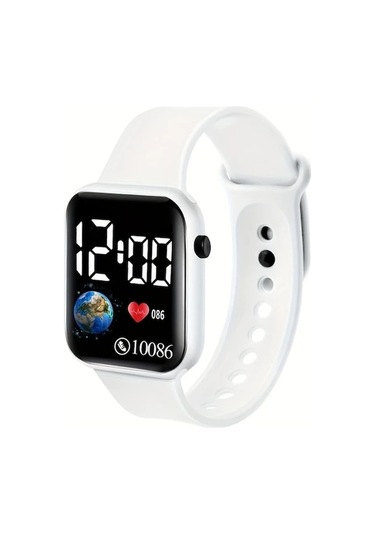 Trendooze Gaojunshop01 Pembe Dijital Led Ekranlı Kalp Dünyaya Sahip Dayanıklı Silikon Kordonlu Kol Saati Pembe Pembe