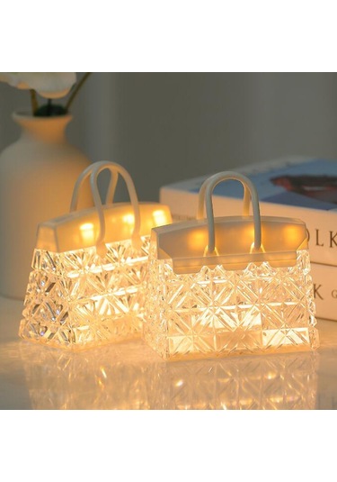 Yifomall Akrilik Çanta Şekilli Led Gece Lambası - Islak Beyaz Işık, Taşınabilir Dekoratif Aydınlatma, Çocuk Hediyesi, Düğme Pil 3xlr44 Şeffaf