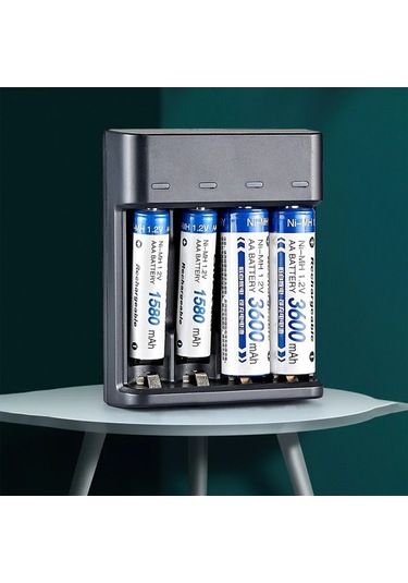 Pazly Hızlı Şarjlı 4'lü Aa/aaa Pil Şarj Cihazı - Usb Bağlantılı Ni-mh Şarj Ünitesi