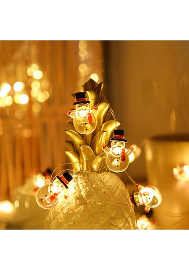 Shineyee Kardan Adam Figürlü 3 Metre 30 Led Noel Dekorasyon Işık Zinciri - Sürekli Açık Ve Parıltı Modu, 3xaa Pil İle Çalışır Pil Dahil Değil