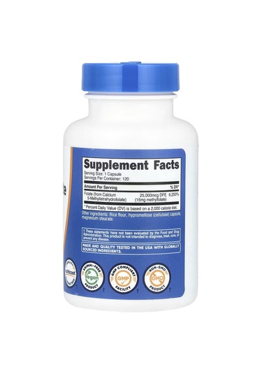 Nutricost L-methylfolate Women's Health 15mg 5-mthf Vegan 120 Capsules