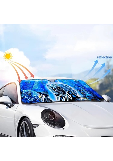 Goldenqian I-ıron Maıden Araba Pencere Ön Cam Kapak Güneş Gölge Otomatik Güneşlik Araba Kapakları Araba Güneş Koruması Z2