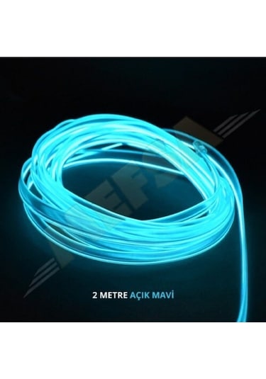 Araç Araba Içi Torpido Ledi Renkli Ip Neon Ip Led 2 Metre Buz Mavi Neon