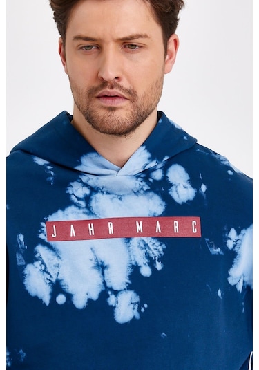 Jahr Marc Oversize Mavi Batik Yıkamalı Sweatshirt Mavi