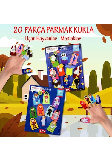 2 Set - 20 Parça Tox Meslekler ve Uçan  Hayvanlar Parmak Kukla T76