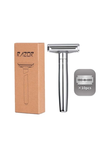 Joyhub Manuel Tıraş Makinesi Rulo Sistem Erkek Tıraş Bıçağı Metal Tıraş Üstün 1 Şaft 10 Yedek Bıçak Apc-739 B