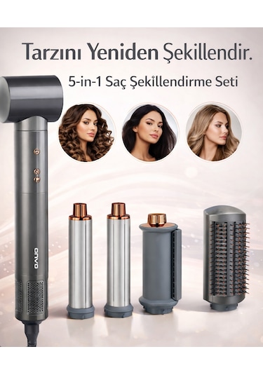 Onvo Ovhc03 5 İ 1 Arada Profesyonel Saç Şekillendirme Ve Kurutma Seti Siyah