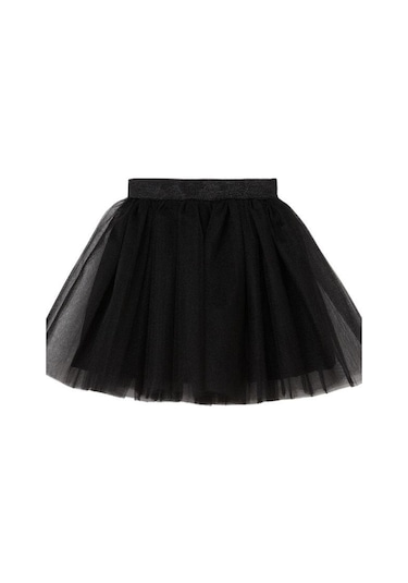 Kız Çocuk Beli Lastikli Siyah Tütü Etek-15346 Siyah