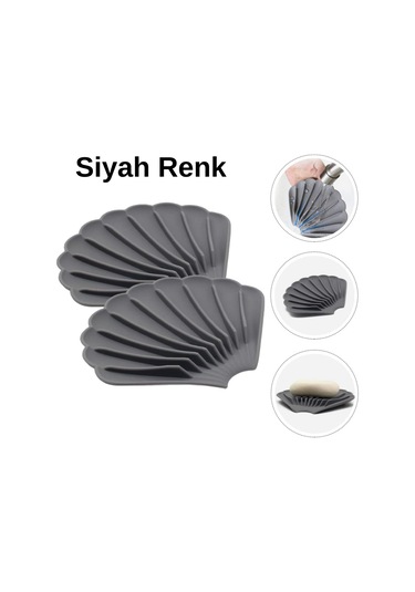 Siyah Renk Kaymaz İstiridye Şekilli Silikon Sabunluk Sabun Depolama Tutucu Ve Taşınabilir Sabunluk Plakası Diğer