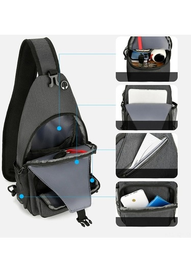 Fortunelane 2023 Model Su Geçirmez Kumaş Çapraz Çanta Unisex Dışarıda Çalışma Gri Gri Gri