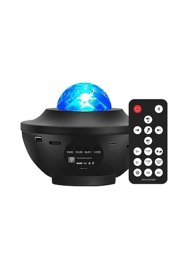 Novahub Galaxy Yıldızlı Projektör Çocuk Gece Lambası Bluetooth Usb Müzik Beyaz Beyaz