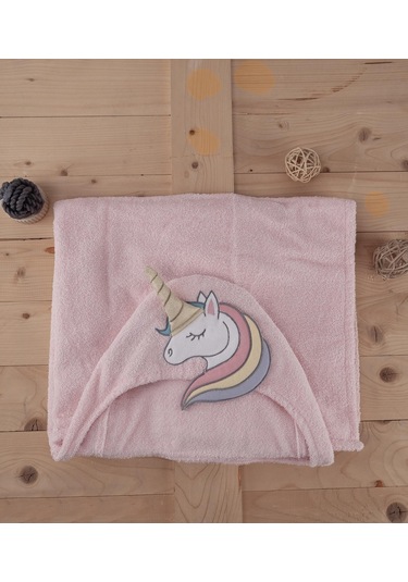 Pamuklu Unicorn Desenli Bebek & Çocuk Kundak Panço Baveno Pembe