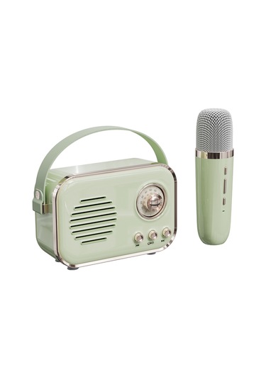 Yifomall Mini Bluetooth Hoparlör, Taşınabilir Karaoke Makinesi, Hıfı Subwoofer, Kablosuz Mıkrofon, 6 Ses Efekti, Dış Mekan Müzik Sistemi, Açık Yeşil Tek Mıkrofon