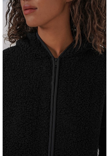 Gabria Kapüşonlu Fermuarlı Hırka Siyah