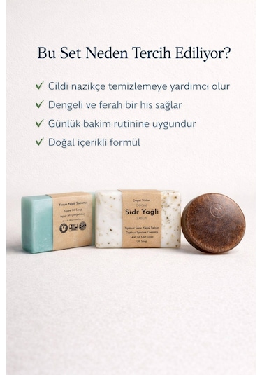 Botanik Özlü 3 Lü Doğal Sabun Seti Özel Bitkisel Seri Yosun