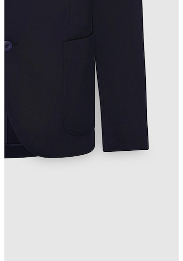 Ac&Co / Altınyıldız Classics Erkek Lacı Slim Fit Dar Kesim Mono Yaka Casual Ceket Lacı Lacivert