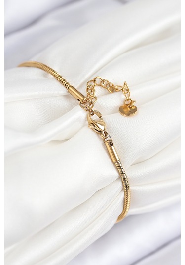 316l Çelik Zirkon Taşlı Göz Charm Model Gold Renk Kadın Bileklik