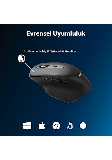 Philips SPK7818 3200 DPI 8 Tuşlu Dual Mod Bluetooth ve 2.4G Kablosuz Ergonomik Sessiz Mouse