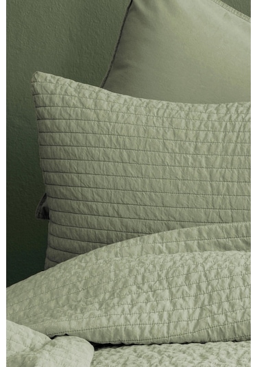 Savanna Yıkanmış Sage %100 Pamuk Poplin Yatak Örtüsü 180 260cm Yeşil