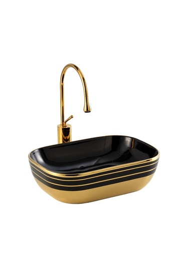 Lena Ex4700As Tezgah Üstü Lavabo Siyah - Altın